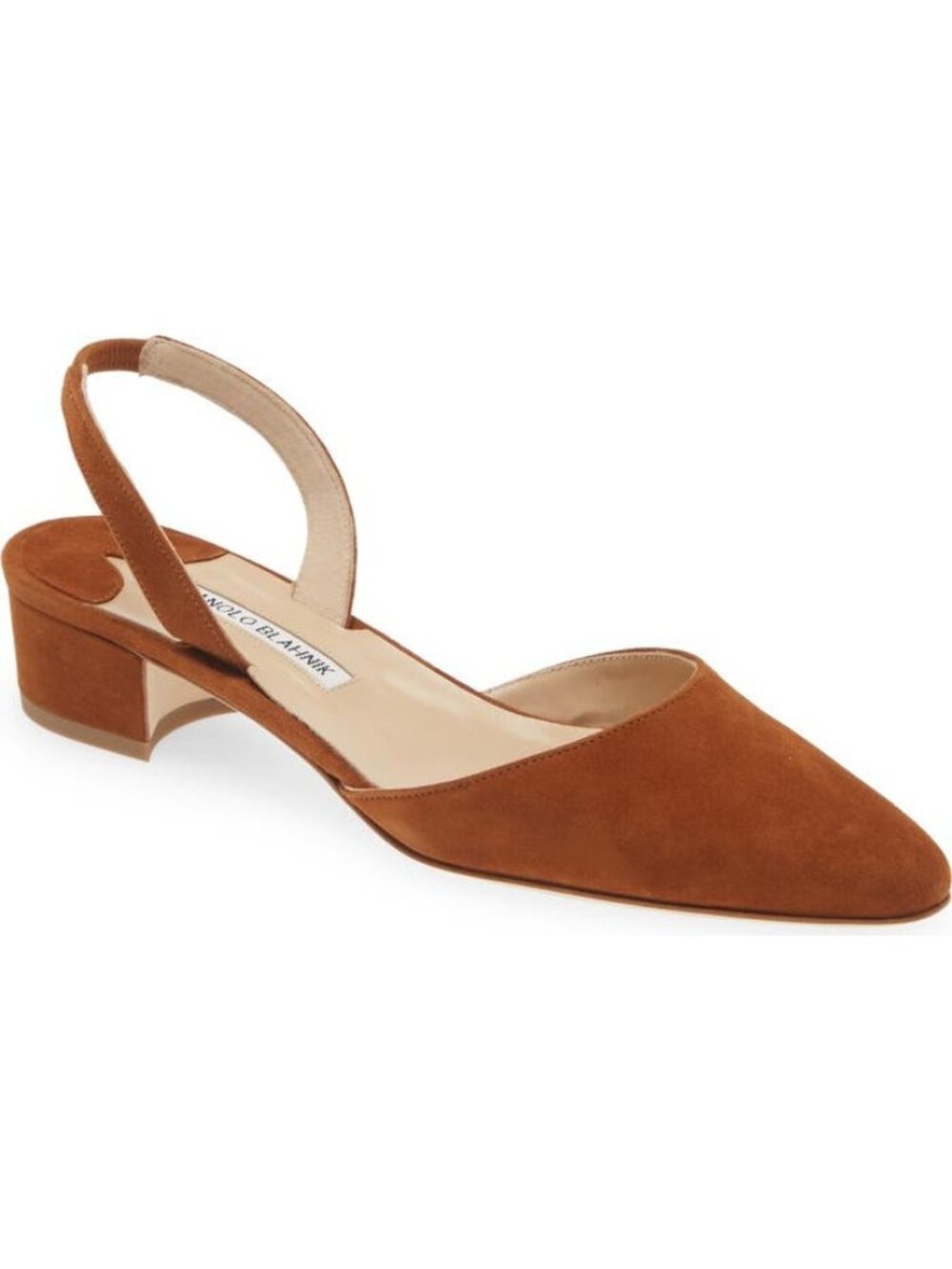 NEW Manolo Blahnik Aspro  Block Heel Slingback brown Suede Pump size 37.5